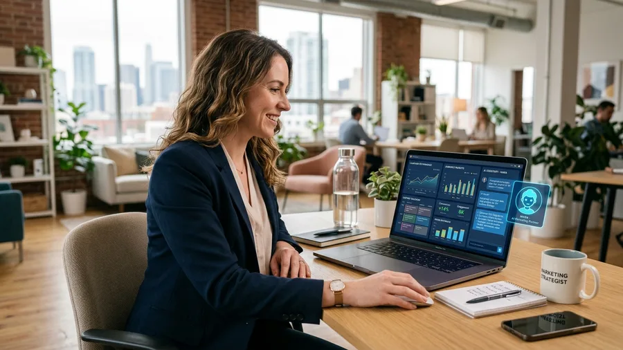An operator working alongside live dashboards of the work an agent is handling