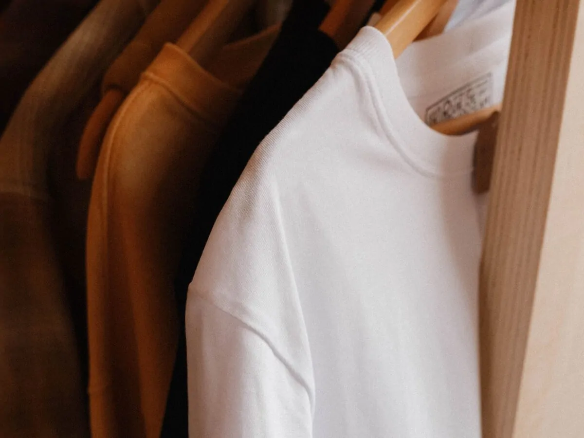 Shirts on a rail in an apparel showroom