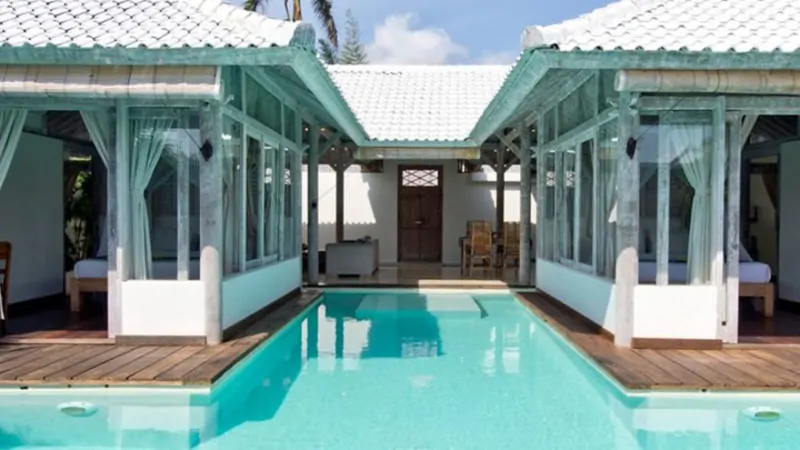A luxury villa with a private pool