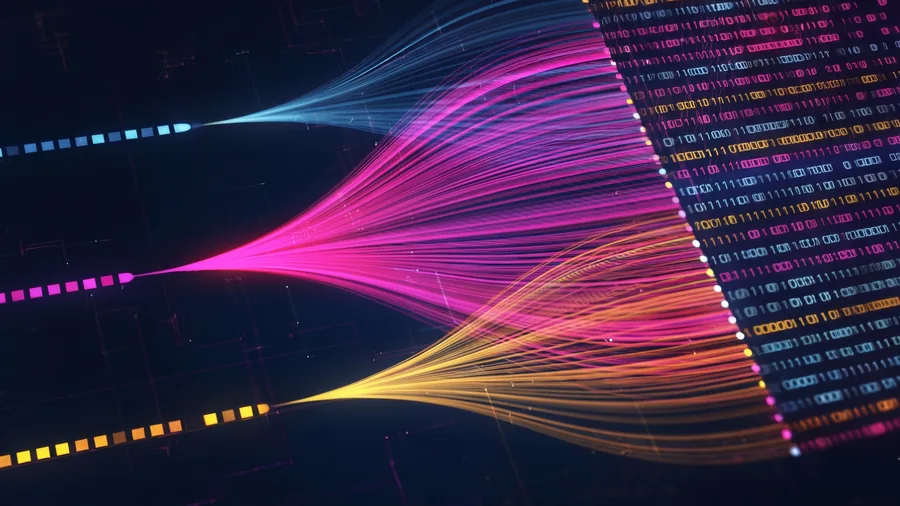 Three separate data streams converging into a single unified data wall, illustrating unified retail POS software replacing disconnected systems